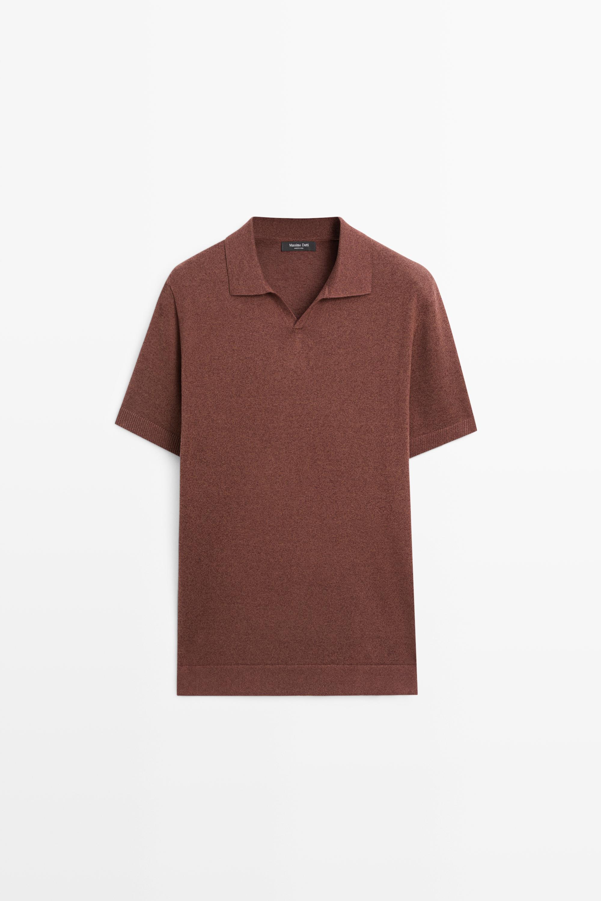 Linen blend knit polo sweater